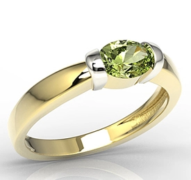 Pierścionek z żółtego i białego złota z oliwin AP-67ZB-OLI