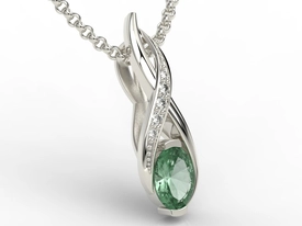 Wisiorek z białego złota ze szmaragdem i brylantami APW-69B