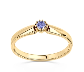 Pierścionek zaręczynowy z żółtego złota z tanzanitem BP-2110Z