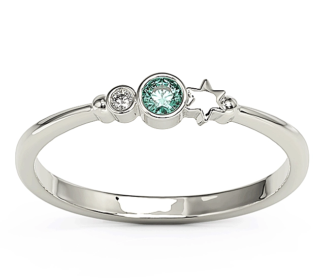 Pierścionek z białego złota z cyrkoniami Swarovski Mięta BP-6709B-C/MINT