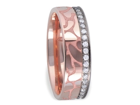 Obrączka z czerwonego i białego złota palladowego ŁN-01CBcyrkonie-k