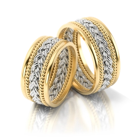 Obrączki ślubne z żółtego i białego złota (para) ST-7ZB