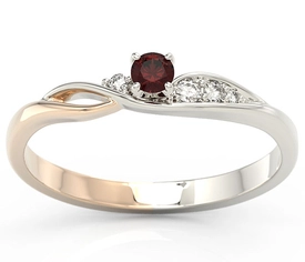 Pierścionek z białego i różowego złota z granatem i brylantami BP-7810BP