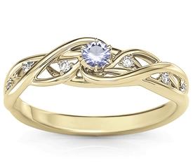 Pierścionek z żółtego złota z tanzanitem i brylantami BP-75Z