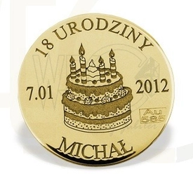 Grosz "na szczęście" ze złota D-5Z doskonały prezent na urodziny