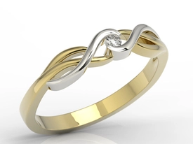 Pierścionek zaręczynowy z żółtego i białego złota z cyrkonią AP-8803ZB