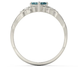 Pierścionek z białego złota z topazem Swarovski Ice Blue i diamentami BP-86B