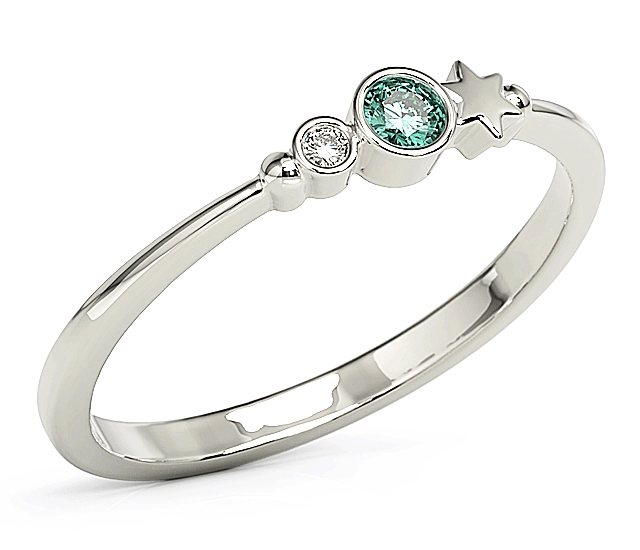 Pierścionek z białego złota z cyrkoniami Swarovski Mięta BP-6709B-C/MINT