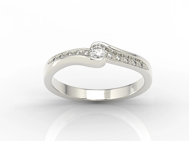 Pierścionek z białego złota z brylantami 0,13ct model BP-3413B