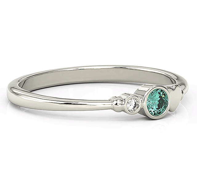 Pierścionek z białego złota z cyrkoniami Swarovski miętową i białą BP-6811B-C