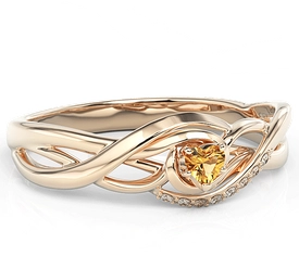 Pierścionek z różowego złota z topazem Swarovski i brylantami BP-73P