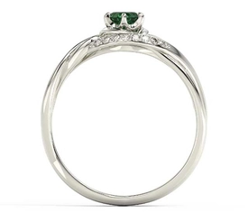 Pierścionek z białego złota ze szmaragdem i brylantami BP-7130B