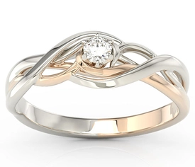 Pierścionek zaręczynowy z brylantem z białego i różowego złota BP-72BP