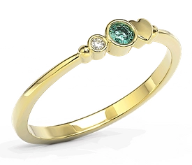 Pierścionek z żółtego złota z cyrkoniami Swarovski mietową i białą BP-6809Z-C