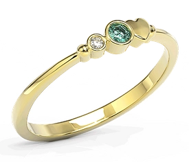 Pierścionek z żółtego złota z cyrkoniami Swarovski mietową i białą BP-6807Z-C