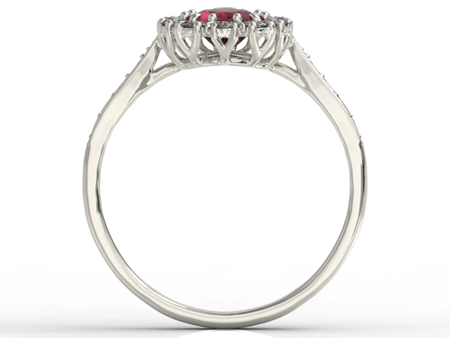 Pierścionek z białego złota z rubinem i diamentami 0,48 ct wzór AP-29B
