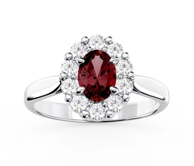 Pierścionek zaręczynowy z granatem i cyrkoniami BP-57B-C