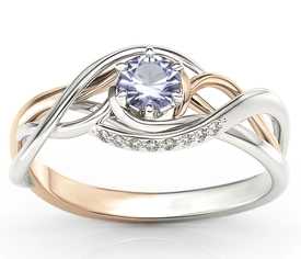 Pierścionek z białego i różowego złota z tanzanitem i brylantami BP-7130BP