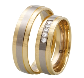 Obrączka z żółtego i białego złota palladowego ŁZ-01ZB-EXTRA light-m