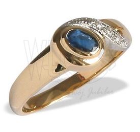 Pierścionek ze złota z szafirem i diamentami JP-30Z-R