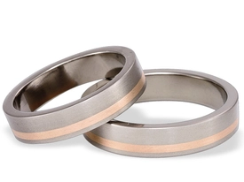 Obrączka z tytanu i paskiem czerwonego złota SWTRG-33/5-m