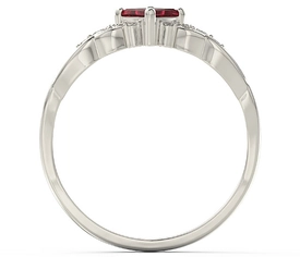 Pierścionek z białego złota z topazem Swarovski Red i diamentami BP-86B