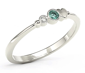 Pierścionek z białego złota z cyrkoniami Swarovski mietową i białą BP-6807B-C