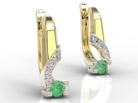 Kolczyki z żółtego i białego złota ze szmaragdami i diamentami JPK-66ZB