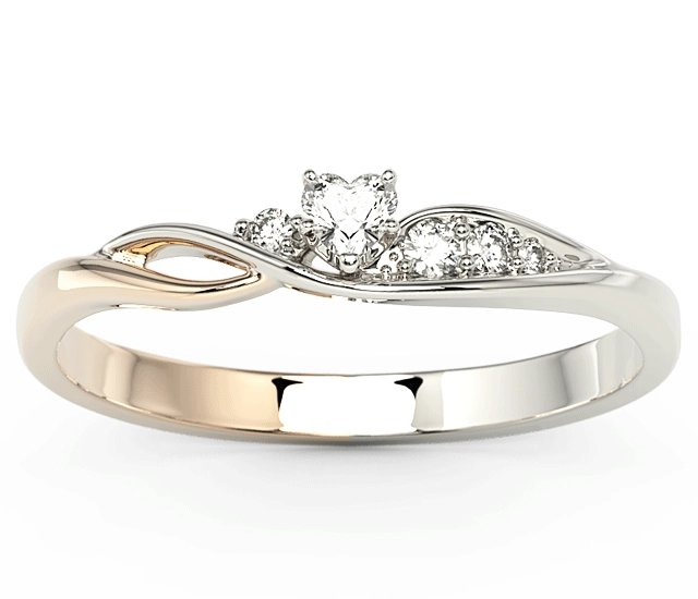 Pierścionek z białego i różowego złota z cyrkoniami Swarovski BP-81BP-C