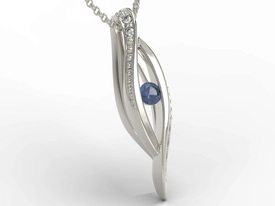 Wisiorek z białego złota z szafirem i diamentami LPW-60B