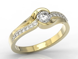Pierścionek z żółtego złota z brylantami model AP-6139Z-R