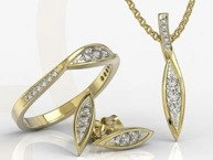 Zestaw pierścionek kolczyki i wisiorek z żółtego złota z brylantami AP-97Z-R