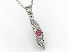 Wisiorek z białego złota z rubinem i diamentami APW-51B