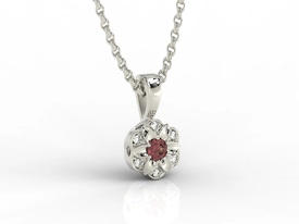 Wisiorek z białego złota z granatem i brylantami JPW-87B