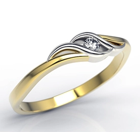 Pierścionek zaręczynowy z żółtego i białego złota z brylantem LP-9304ZB