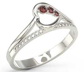 Pierścionek z białego złota z granatami i brylantami BP-83B