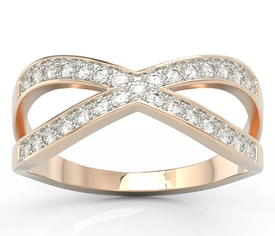 Pierścionek z różowego złota z cyrkoniami BP-84P