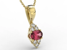 Wisiorek z żółtego złota z rubinem i diamentami LPW-88Z