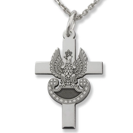 Krzyżyk srebrny z orzełkiem wojskowym KR-10