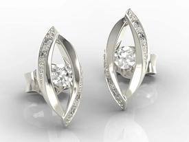 Kolczyki z białego złota z diamentami LPK-60B