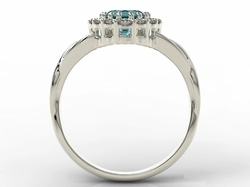 Pierścionek w kształcie serca z topazem Swarovski Blue i cyrkoniami AP-77B-C