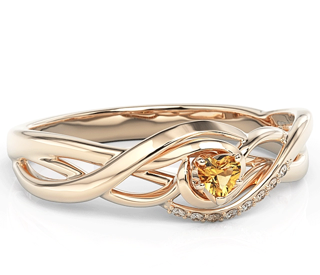 Pierścionek z różowego złota z topazem Swarovski i brylantami BP-73P