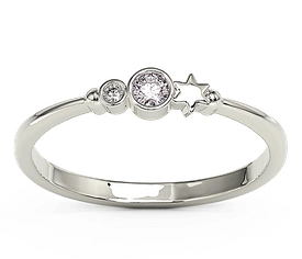 Pierścionek z białego złota z cyrkoniami Swarovski Lawenda BP-6709B-C/LAV