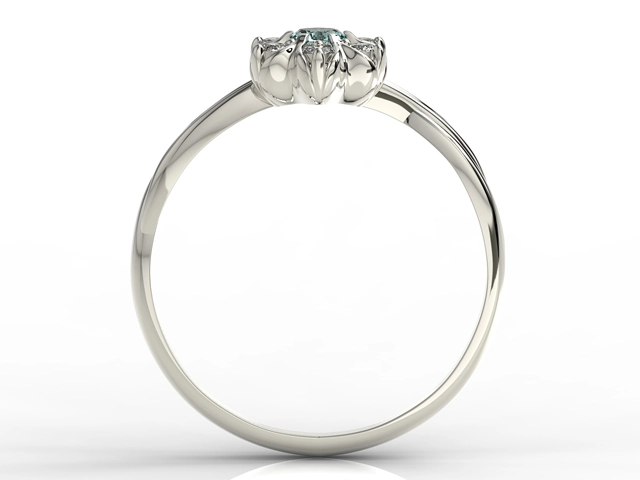 Pierścionek z białego złota ze topaz Swarovski Ice Blue i brylantami AP-68B