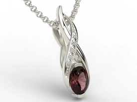 Wisiorek z białego złota z granatem i brylantami APW-69B