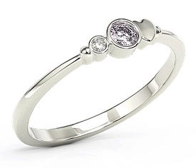Pierścionek z białego złota z cyrkoniami lavendową i białą Swarovski BP-6811B-C