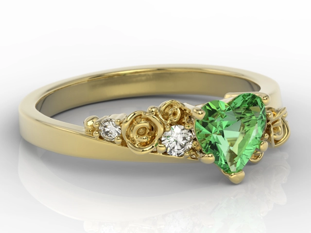 Pierścionek z żółtego złota z topazem Swarovski Rainforest i diamentami AP-5312Z