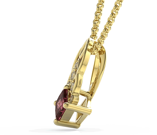Wisiorek z żółtego złota z topazem Swarovski Red i brylantami BPW-86Z