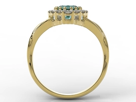 Pierścionek w kształcie serca z topazem Swarovski Blue i diamentami AP-77Z