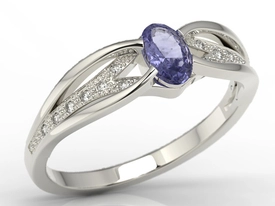 Pierścionek z białego złota z tanzanitem i diamentami LP-39B